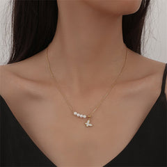 Pearl & Shell 18K Gold-Plated Butterfly Pendant Necklace