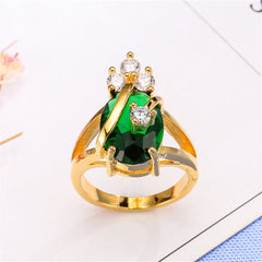 Green Crystal & cubic zirconia Oval-Cut Ring - streetregion