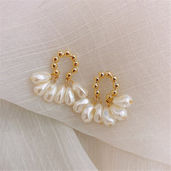 Pearl & 18K Gold-Plated Cluster Drop Earrings