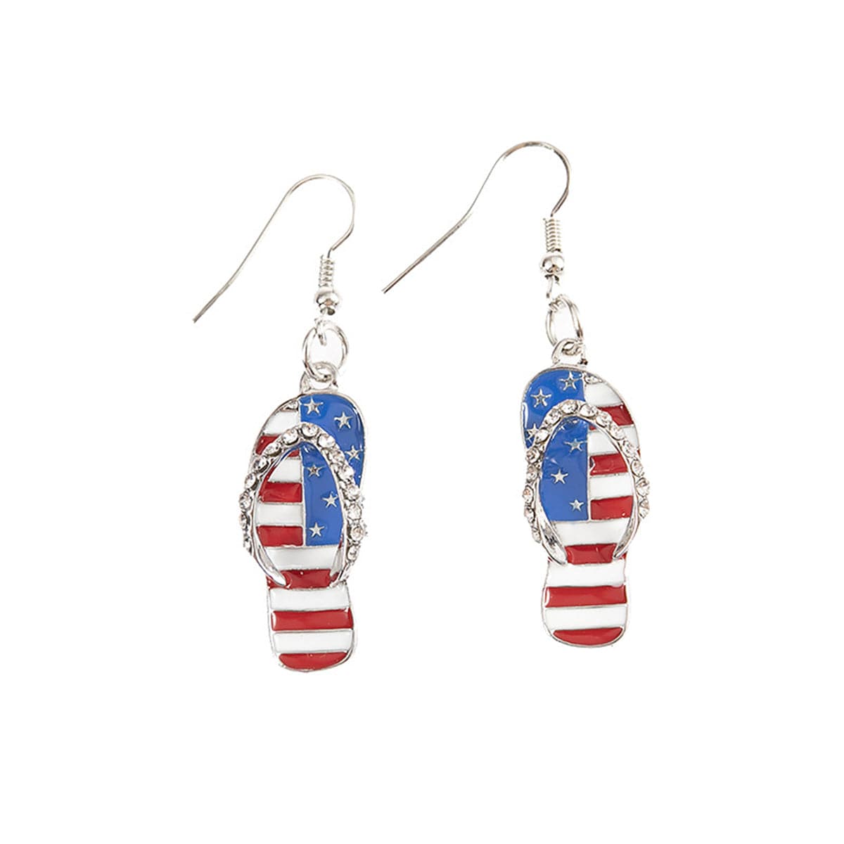 Blue and Red Cubic Zirconia and Enamel Flip-Flop Drop Earrings, drop earrings for women, botanical inspired, side view