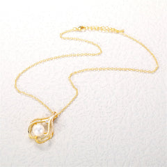 White Pearl & Cubic Zirconia 18K Gold-Plated Heart Pendant Necklace