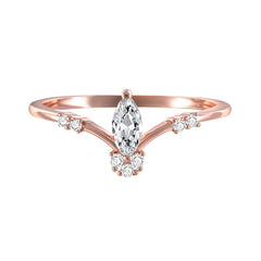 Cubic Zirconia & 18k Rose Gold-Plated Marquise-Cut Ring - streetregion