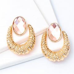 Pink Oval Crystal & 18K Gold-Plated Catch Drop Earrings