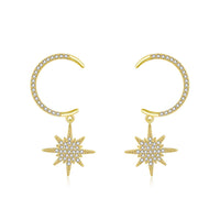 cubic zirconia & 18k Gold-Plated Star Under Moon Drop Earrings - streetregion
