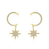 cubic zirconia & 18k Gold-Plated Star Under Moon Drop Earrings - streetregion