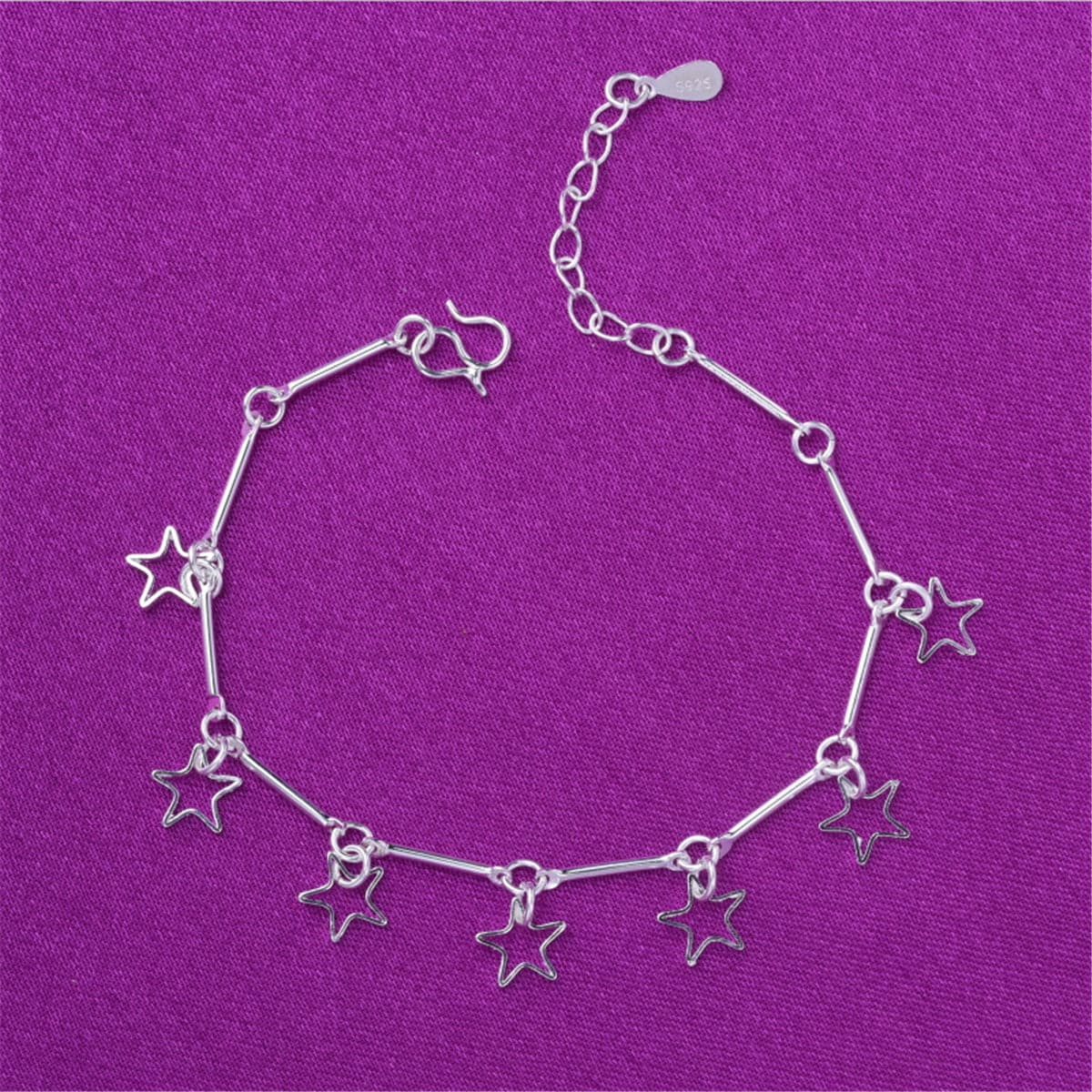 Silver-Plated Open Star Anklet