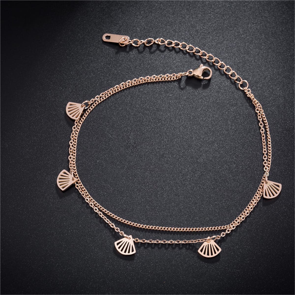 18K Rose Gold-Plated Gingko Leaves Charm Bracelet