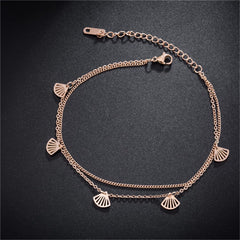 18K Rose Gold-Plated Gingko Leaves Charm Bracelet