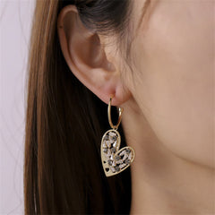 Cubic Zirconia & Crystal Openwork Baguette Heart Drop Earrings