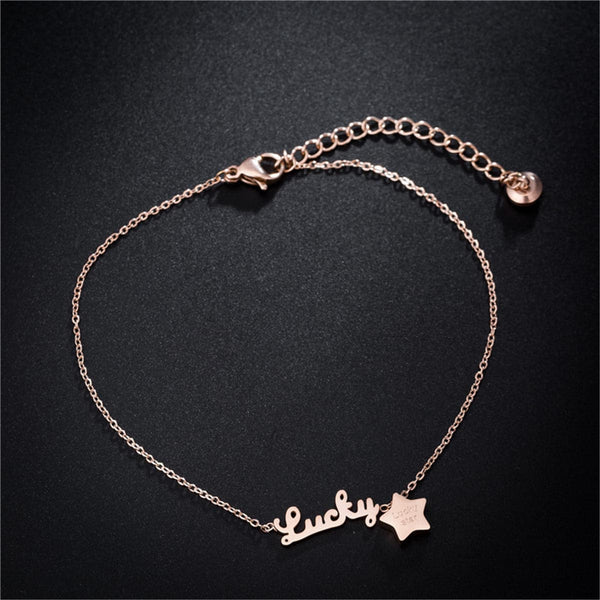 18k Rose Gold-Plated 'Lucky' Anklet - streetregion