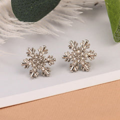 Cubic Zirconia & Silver-Plated Snowflake Stud Earrings