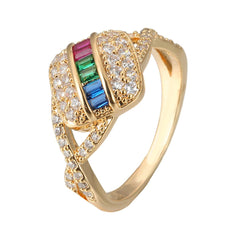 Rainbow Crystal & Cubic Zirconia Cube Ring