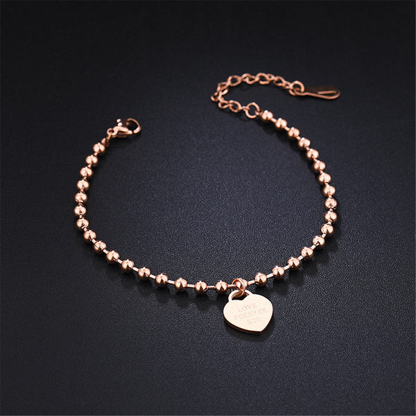 18k Rose Gold-Plated Heart Charm Anklet