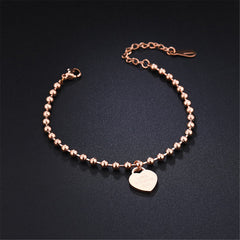 18K Rose Gold-Plated Heart Charm Anklet