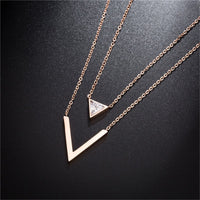 cubic zirconia & 18k Rose Gold-Plated Triangle Layered Necklace - streetregion