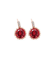 Red Crystal & Cubic Zirconia 18k Rose Gold-Plated Flower Stud Earrings