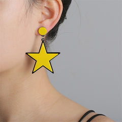 Yellow & Black Star Drop Earrings