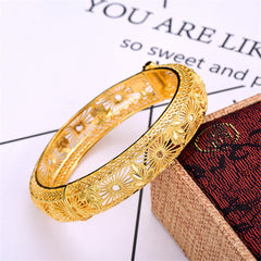 18K Gold-Plated Openwork Hollow Bangle