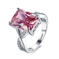 Pink Cubic Zirconia & Silver-Plated Twist-Band Statement Ring