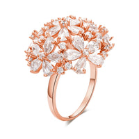 cubic zirconia & 18k Rose Gold-Plated Clover Ring - streetregion