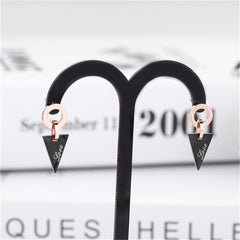 Black & 18K Rose Gold-Plated 'Love' Triangle Drop Earrings