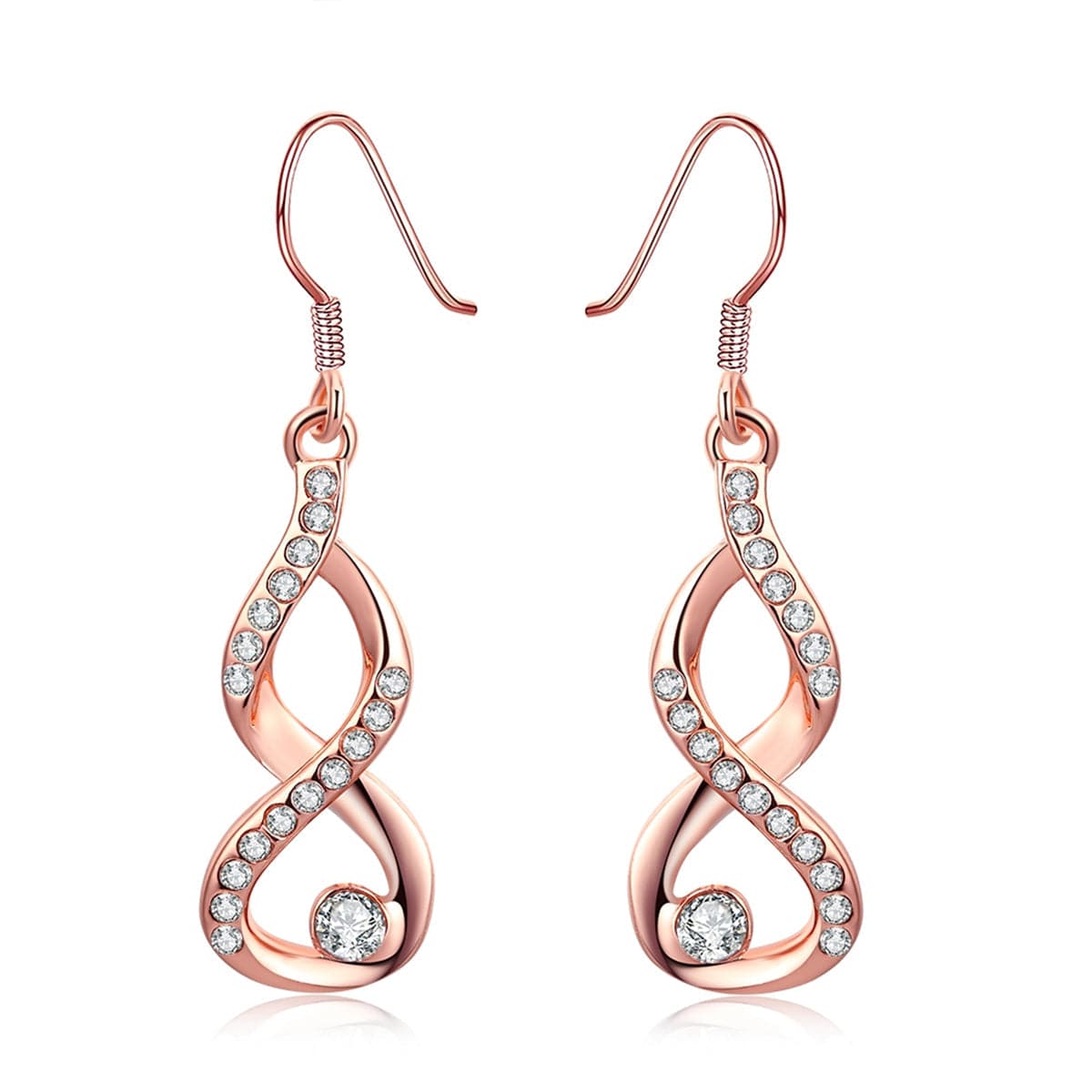 Cubic Zirconia & Rose Goldtone Figure-Eight Drop Earrings - streetregion