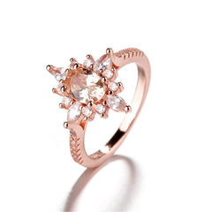 Champagne Crystal & cubic zirconia Floral Ring - streetregion