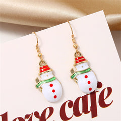 Multicolor Enamel & 18K Gold-Plated Snowman Drop Earrings