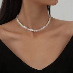 Howlite & Pearl Silver-Plated Heart Bead Choker