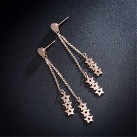 18k Rose Gold-Plated Linking Star Tassel Drop Earrings - streetregion