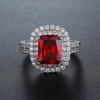 Red Crystal & Cubic Zirconia Princess-Cut Ring