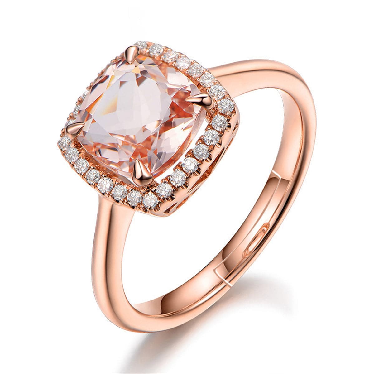 Champagne Crystal & Cubic Zirconia 18K Rose Gold-Plated Halo Cushion-Cut Ring