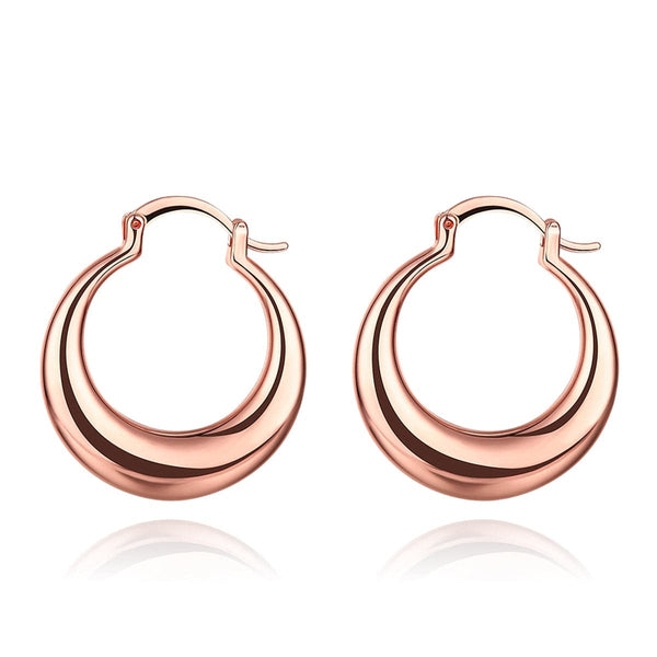 Rose Goldtone Smooth Hoop Earrings - streetregion
