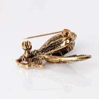 Black Cubic Zirconia & Goldtone Insect Brooch