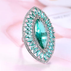 Green Crystal & Cubic Zirconia Pear Statement Ring