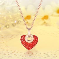 Red Cubic Zirconia & 18k Rose Gold-Plated Roman Numeral Heart Pendant Necklace