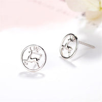 Silver-Plated Jumping Deer Stud Earrings