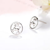 Silver-Plated Jumping Deer Stud Earrings