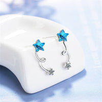 Blue Crystal & Cubic Zirconia Star Ear Climbers