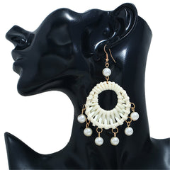 Rattan & Pearl 18K Gold-Plated Drop Earrings