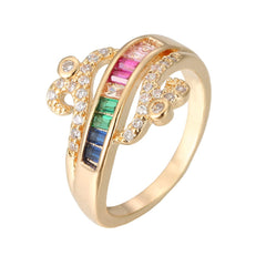 Rainbow Crystal & Cubic Zirconia Rattan Ring