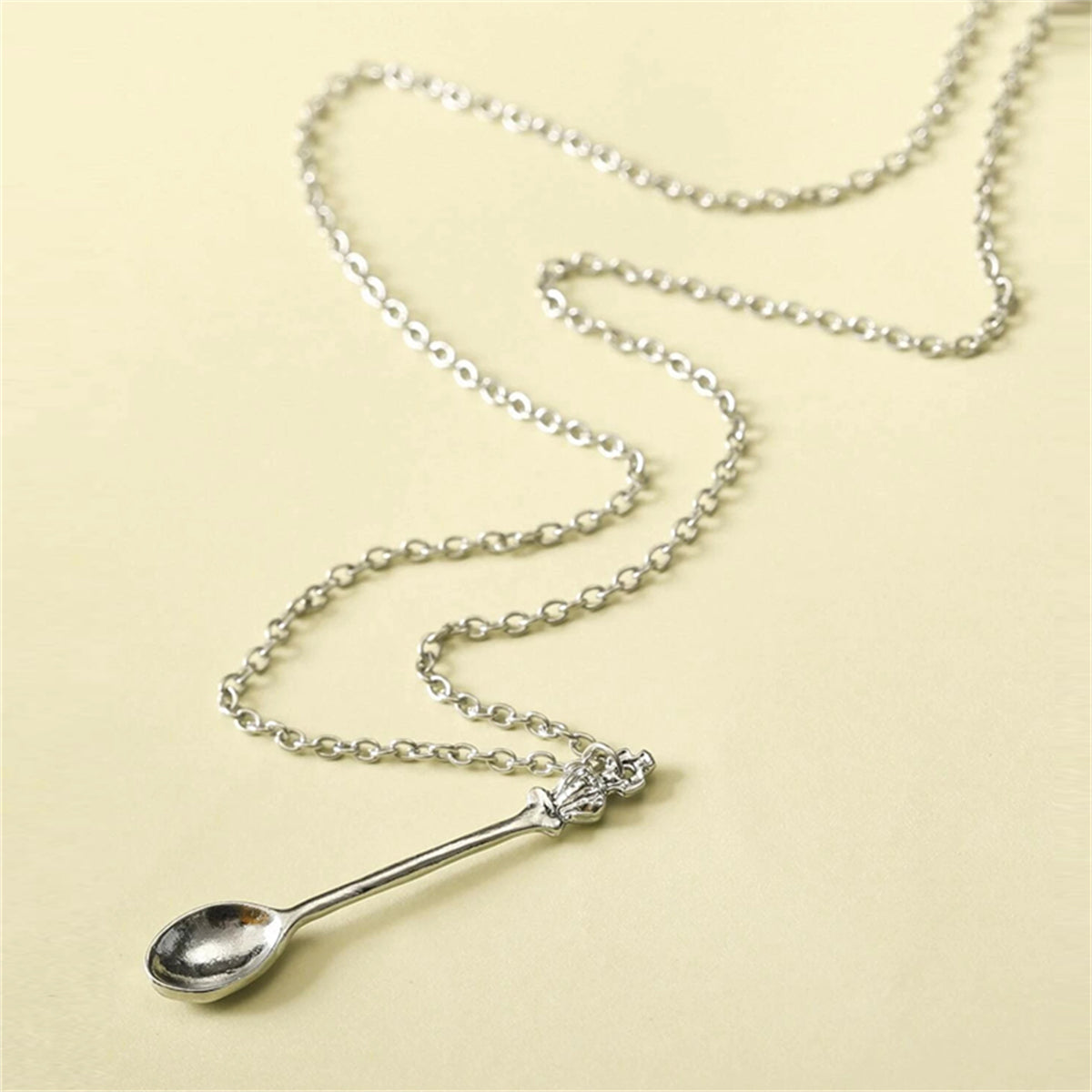 Silver-Plated Spoon Pendant Necklace