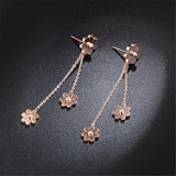 18k Rose Gold-Plated Triple Flower Drop Earring
