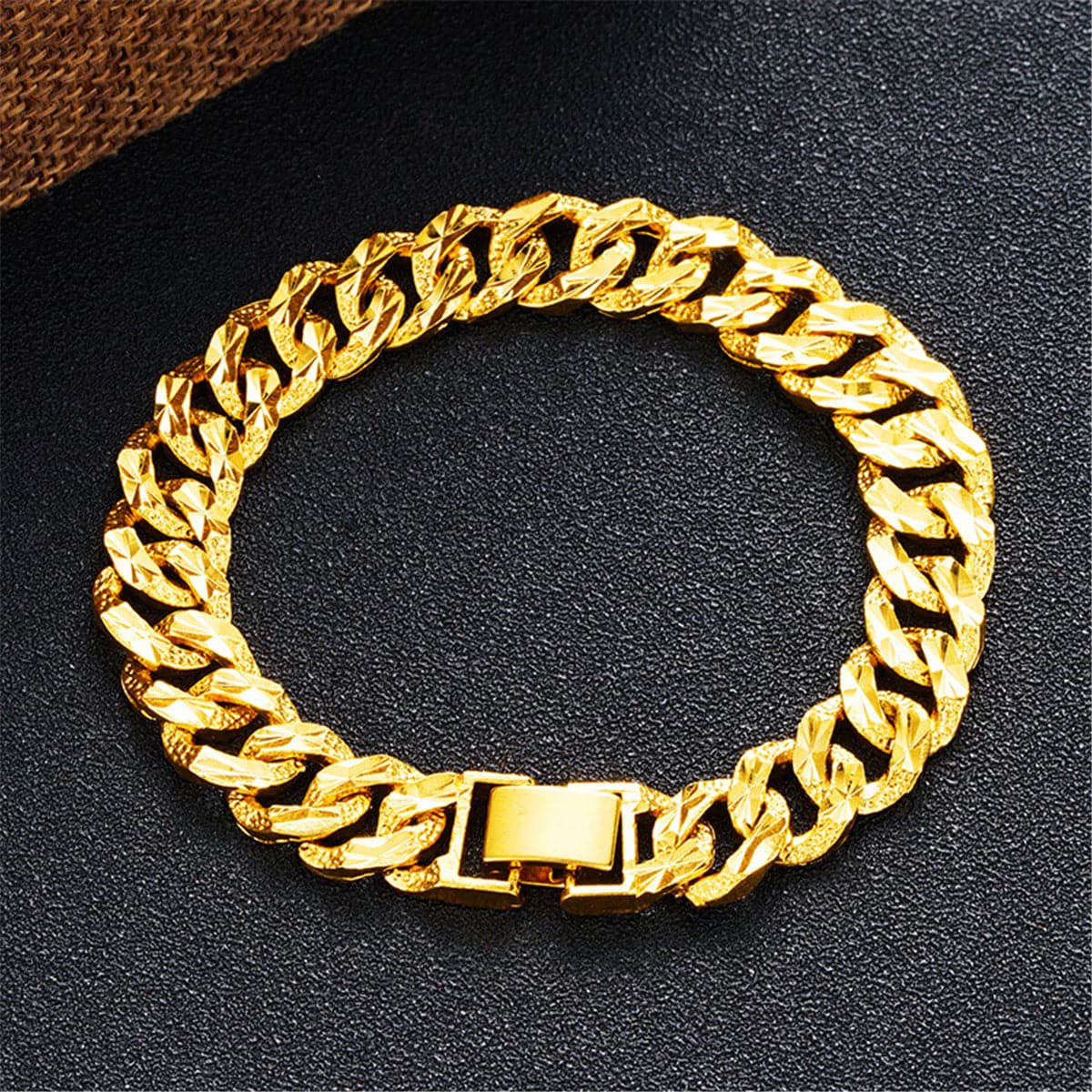 18K Gold-Plated Figaro Curb Chain Bracelet