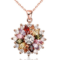 Cubic Zirconia & 18k Rose Gold-Plated Burst Pendant Necklace - streetregion