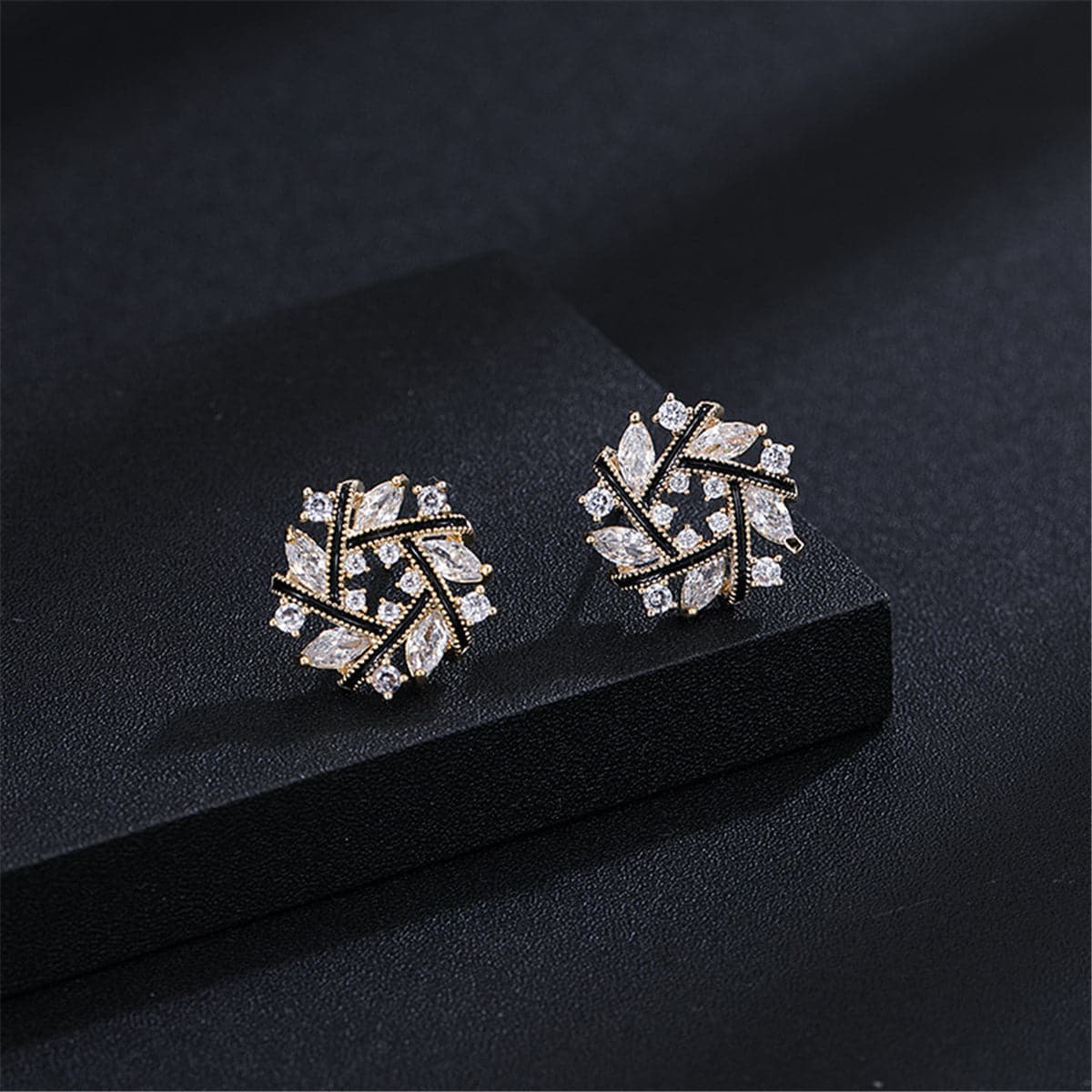 Crystal & Cubic Zirconia Snowflake Stud Earrings