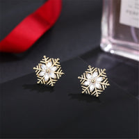 Crystal & 18k Gold-Plated Snowflake Stud Earrings