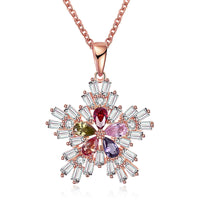 Multi-Color Crystal Snowflake Pendant Necklace
