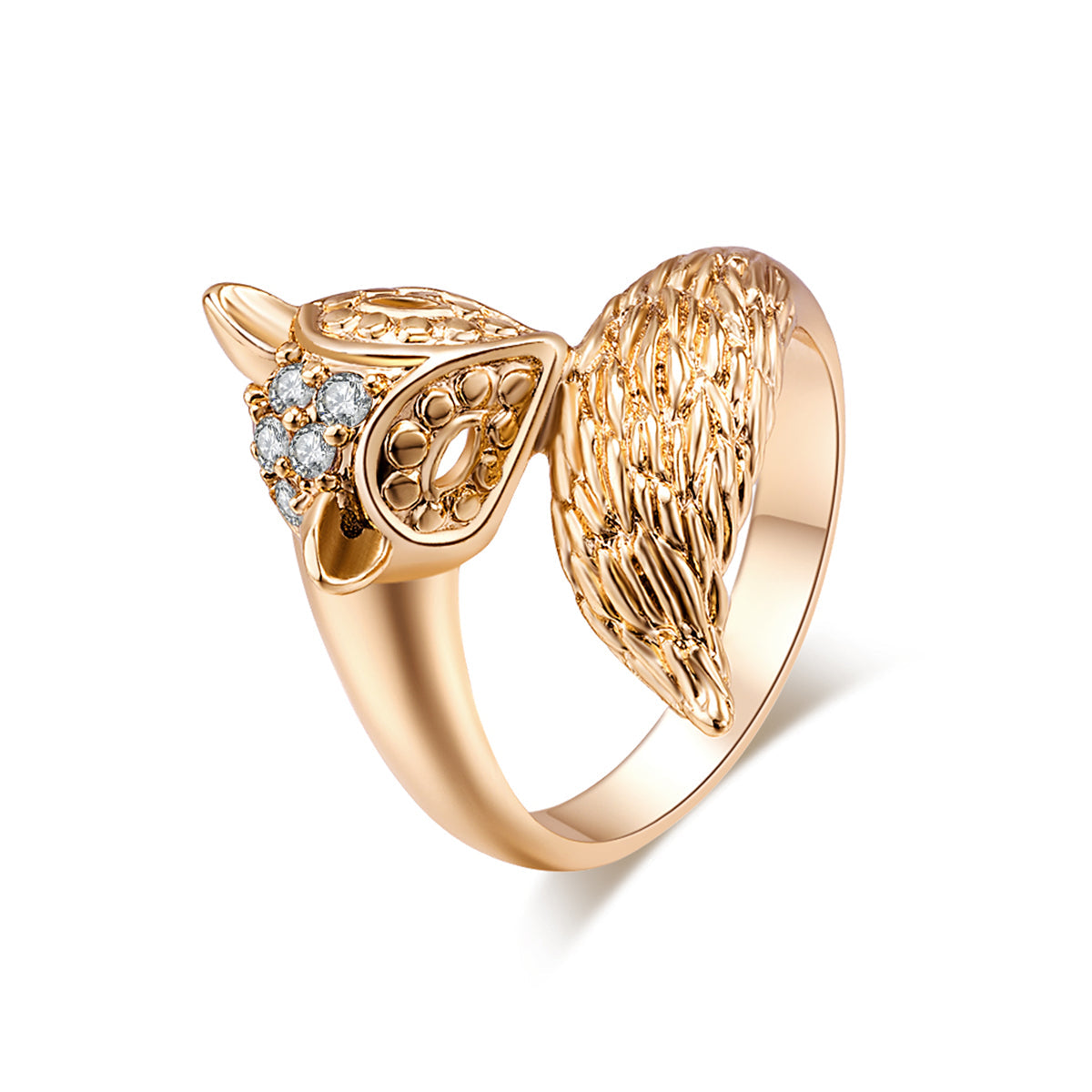 Cubic Zirconia & 18K Gold-Plated Modern Fox Ring