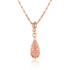 18k Rose Gold-Plated Filigree Teardrop Pendant Necklace - streetregion